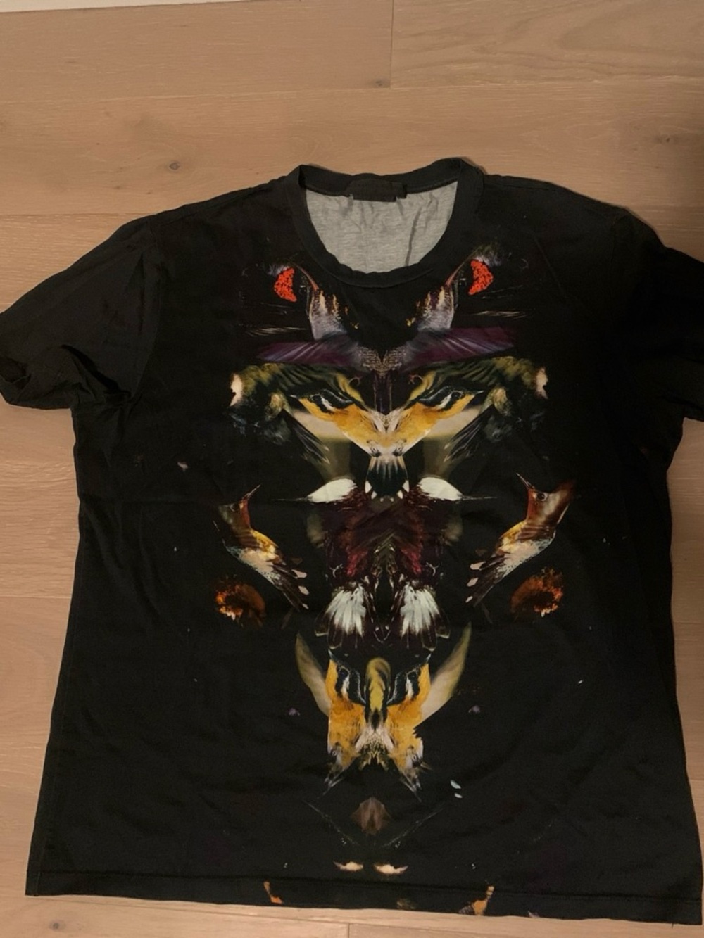 Alexander McQueen Black Short-Sleeve Graphic Tee with Yellow & Purple Accents